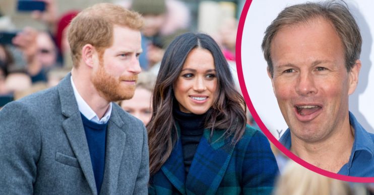 Prince Harry and Meghan, and Tom Bradby