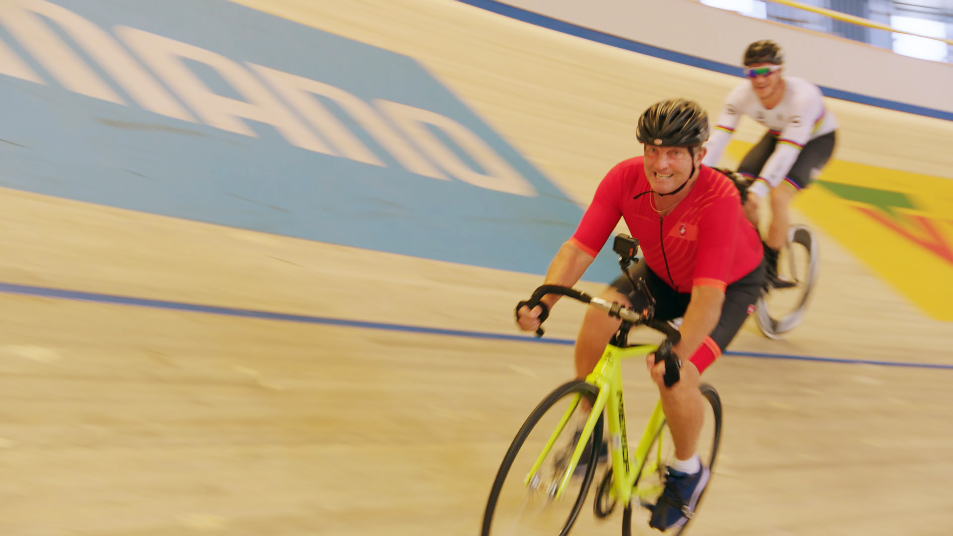 Bradley walsh in the velodrome