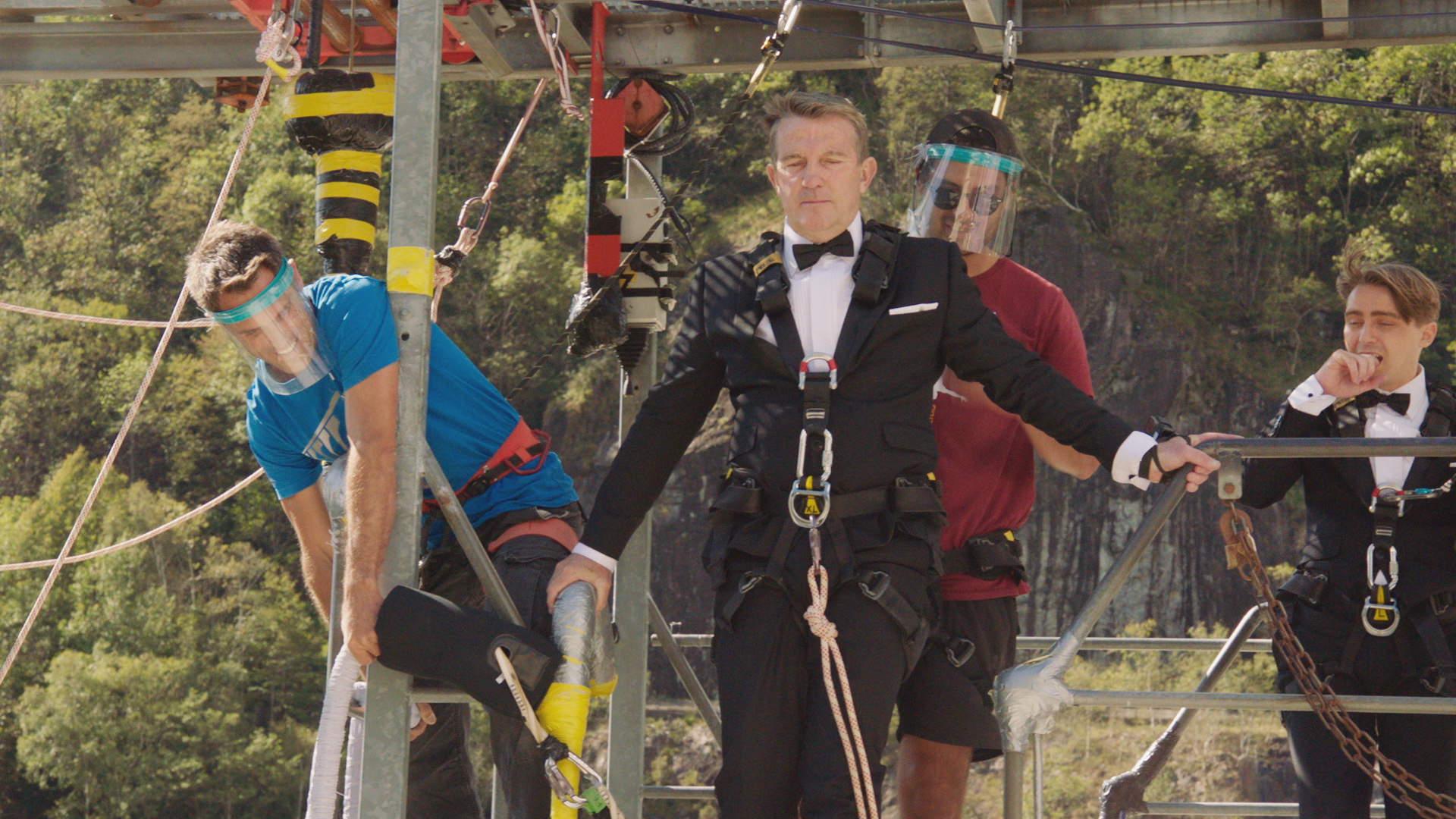 Bradley Walsh, about to bungee jump