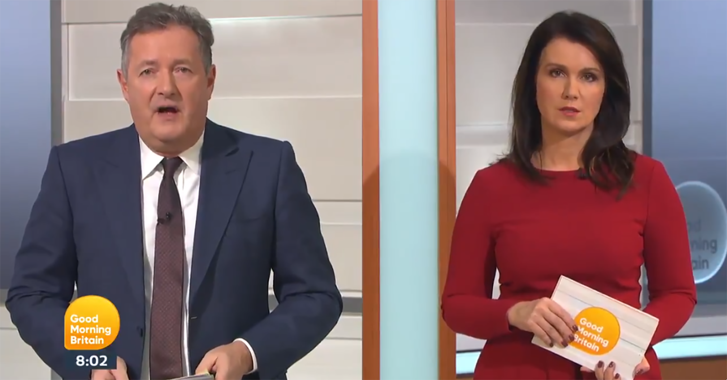 Piers Morgan and Susanna REid on GMB today