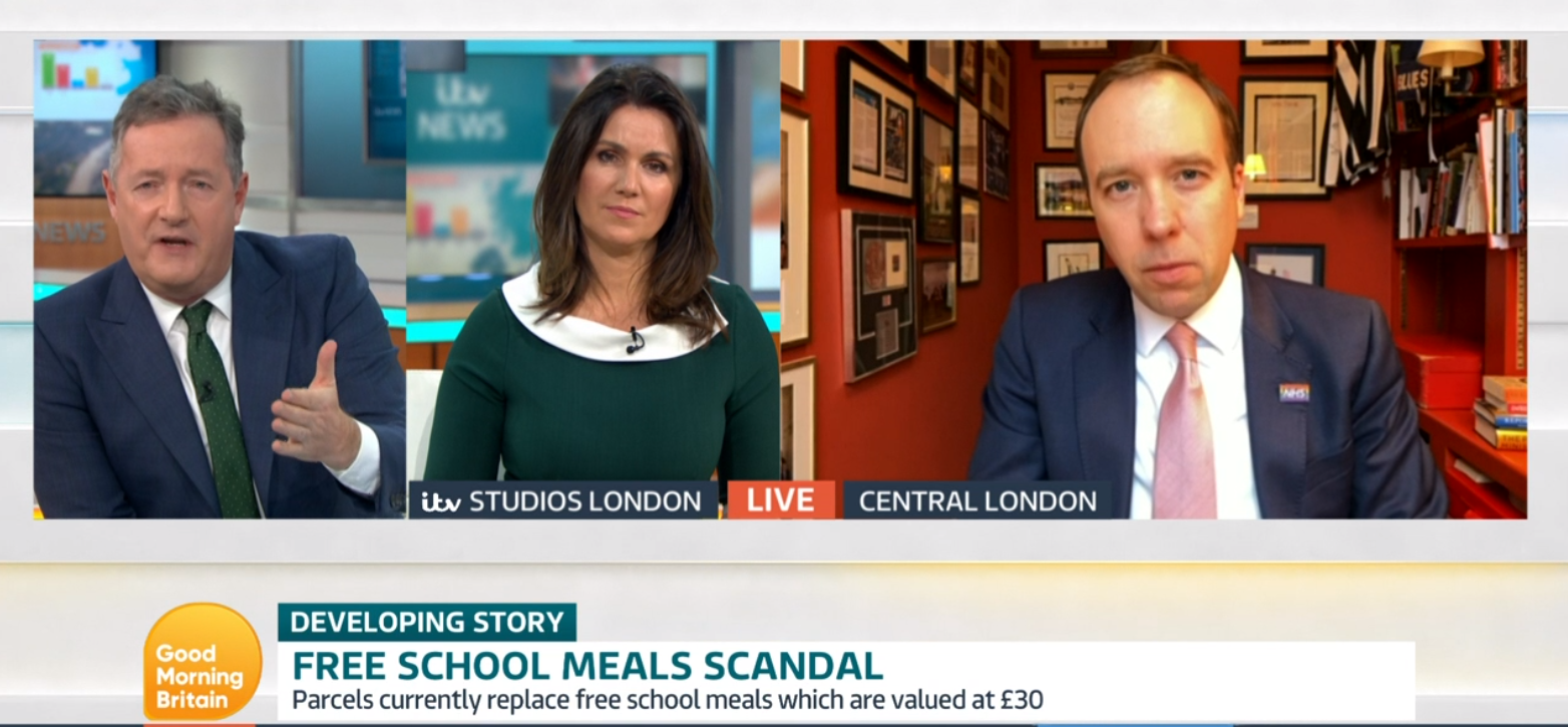 Piers Morgan and Matt Hancock on GMB