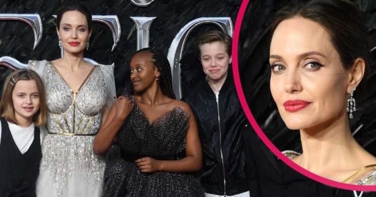 angelina jolie with her children