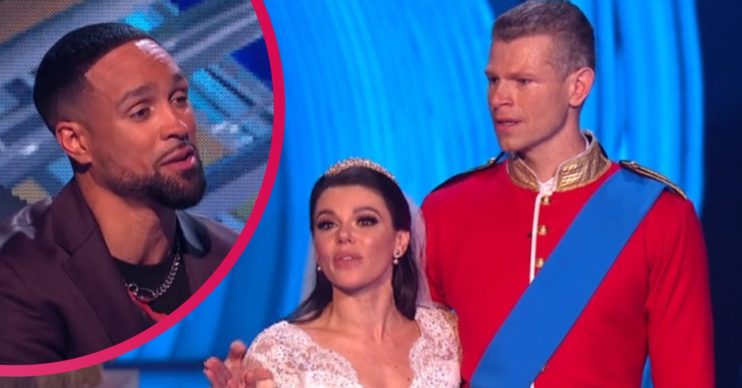 Faye and Hamish on Dancing On Ice, with Ashley Banjo