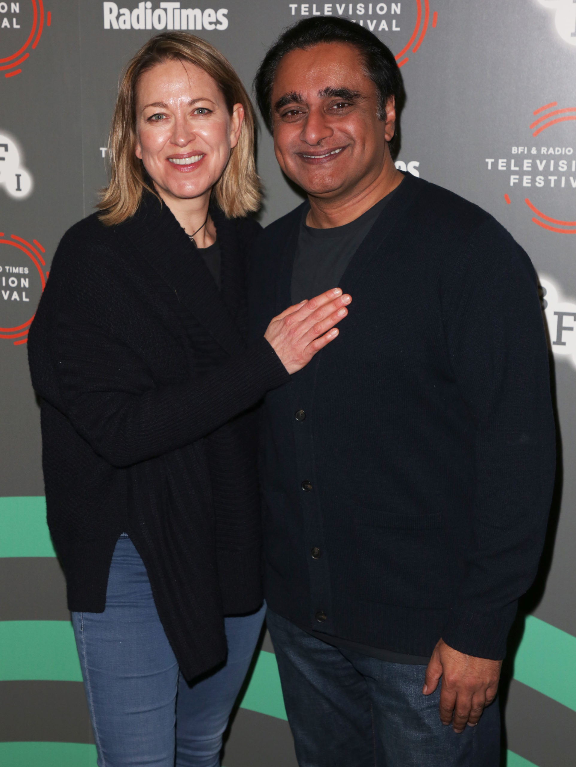 Nicola Walker and Sanjeev Bhaskar at an Unforgotten photo call