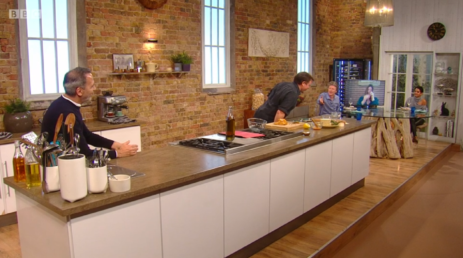 The saturday kitchen studio in chaos