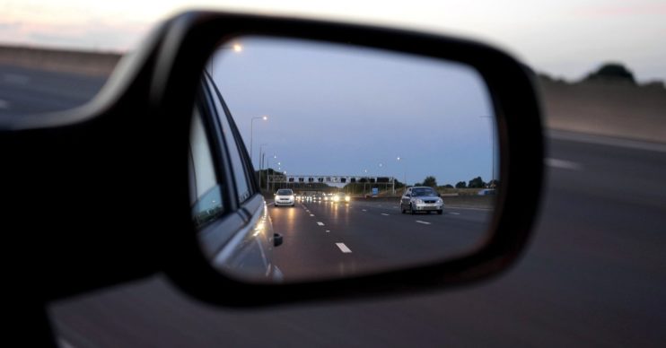 Stock photo of rear view mirror