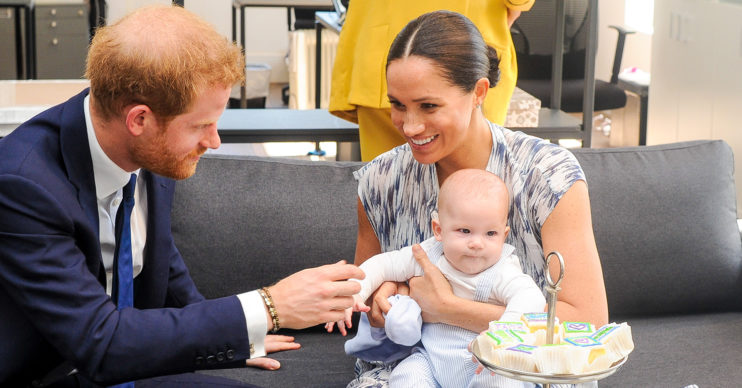 meghan markle and prince harry with baby archie
