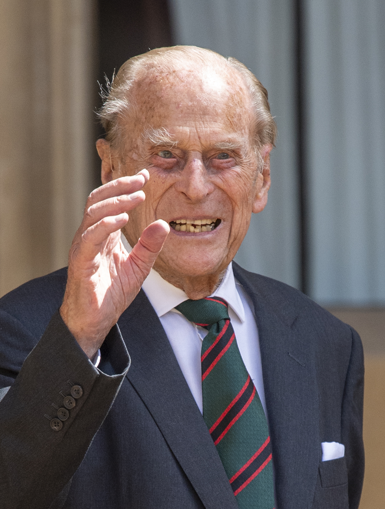 Prince Philip waving to cameras