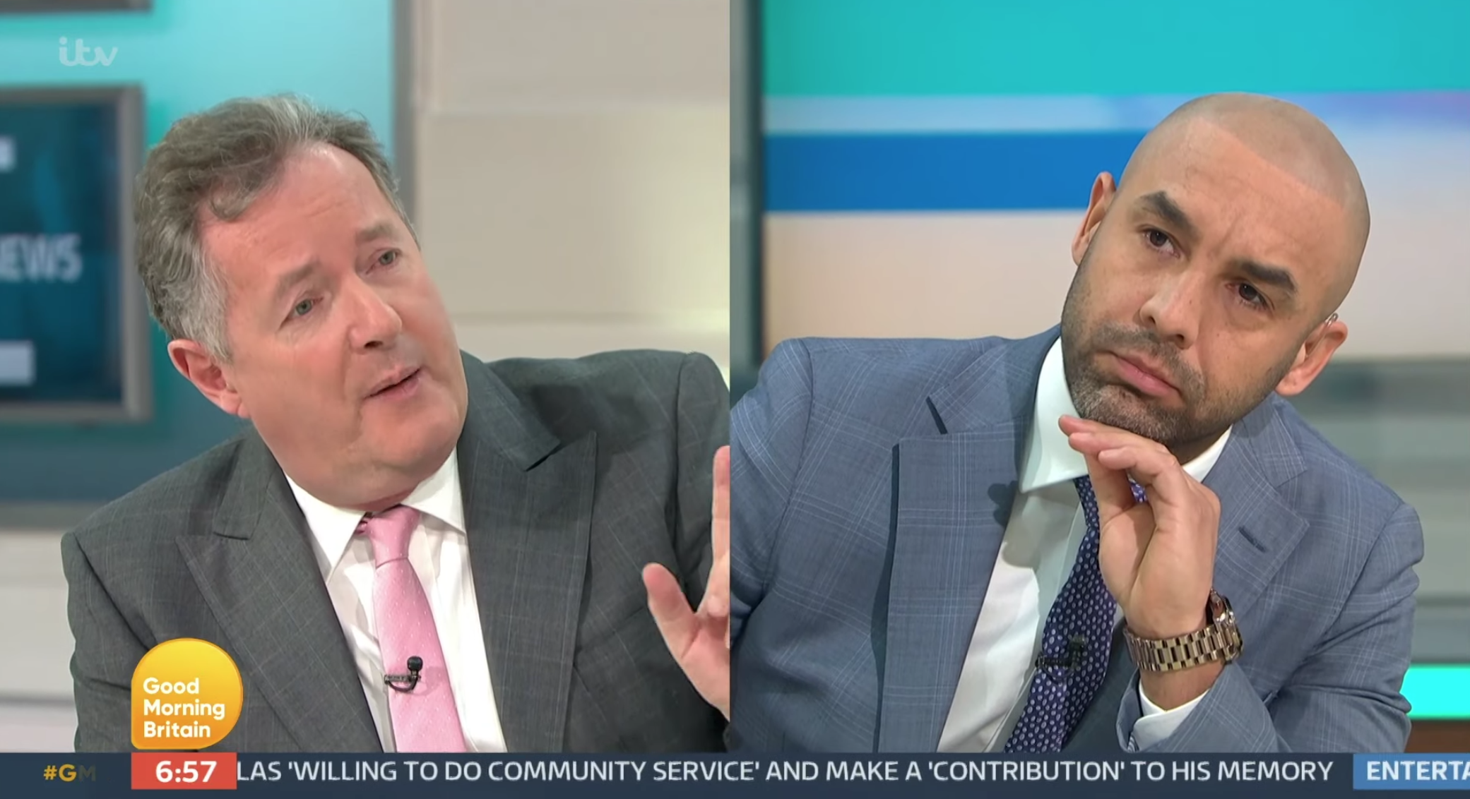 Piers Morgan debating with Alex Beresford