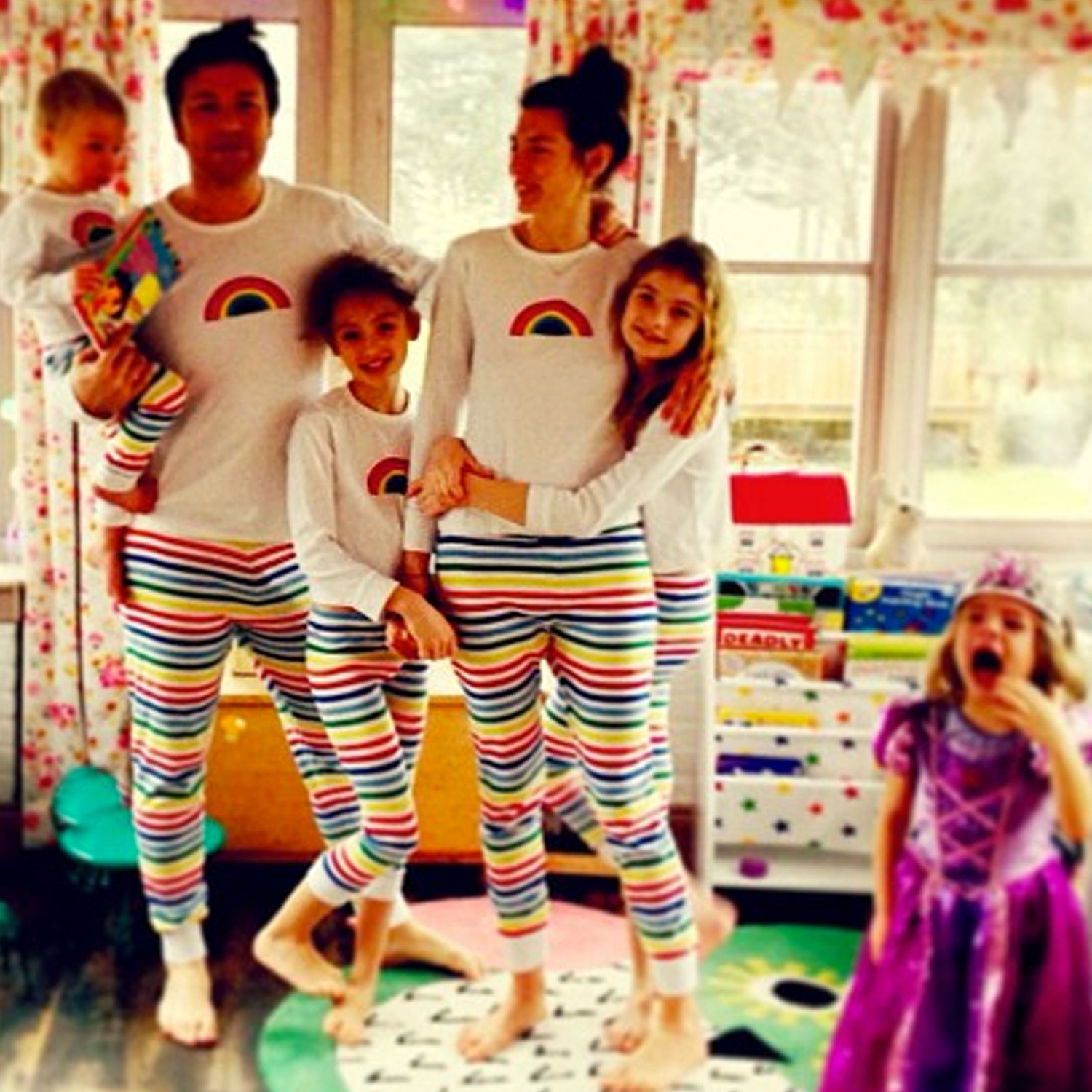 Jamie Oliver wears matching pyjamas with his family 