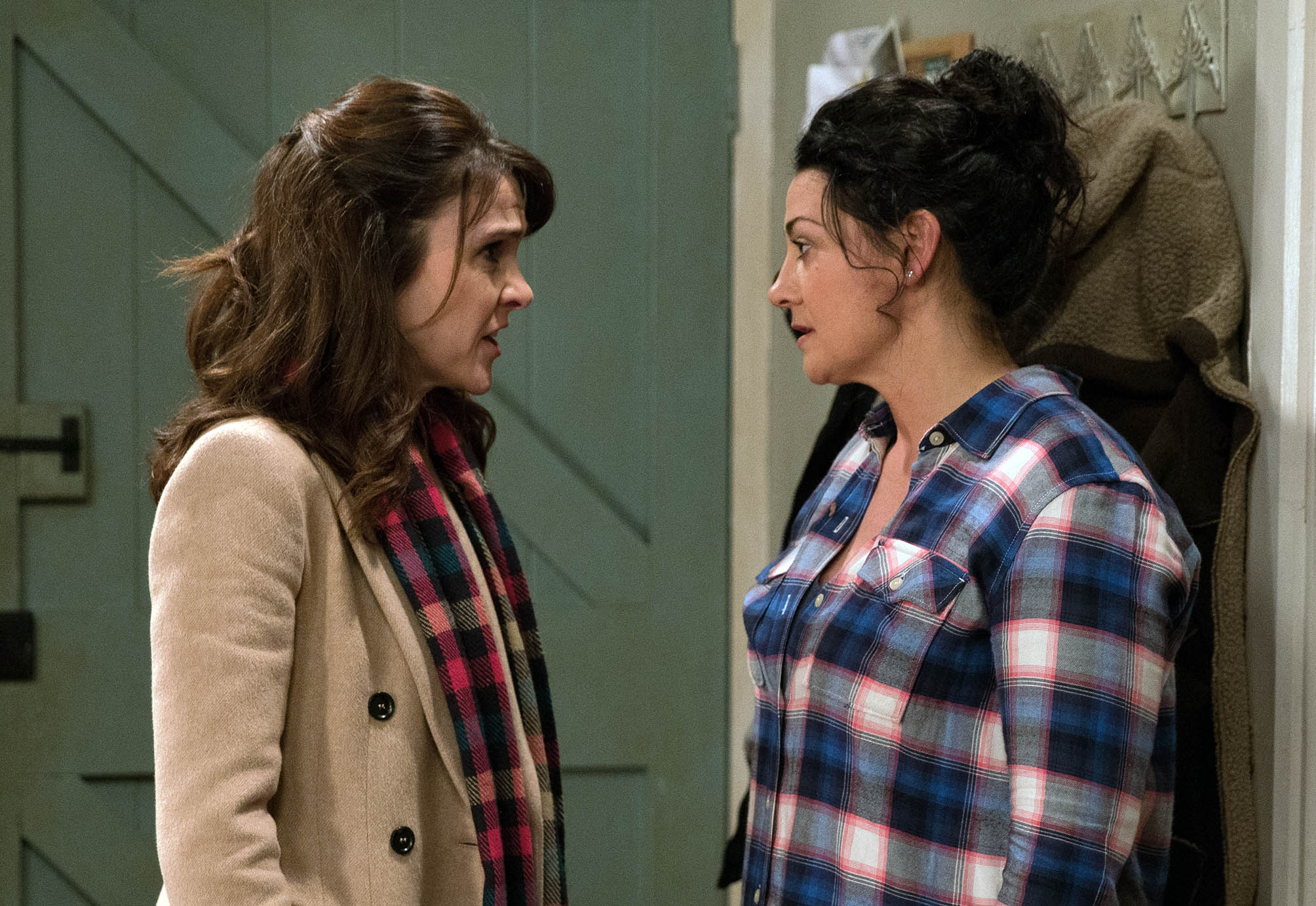 Emmerdale Emma Barton and Moira Dingle argue