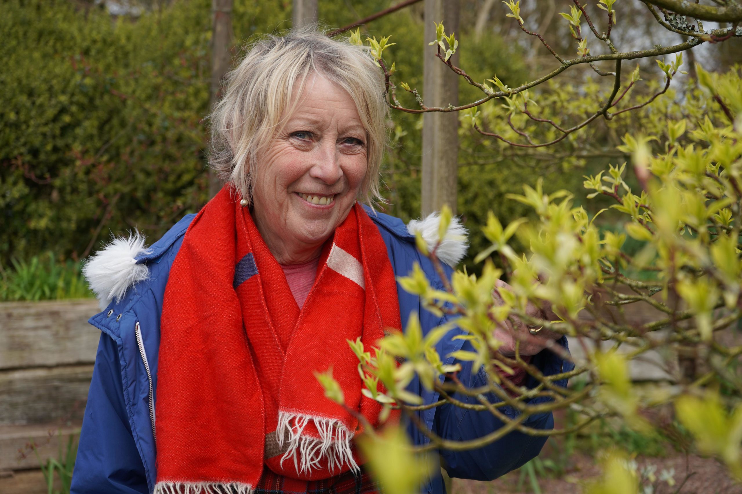 Carol Klein in her cottage garden in Devon (Credit: Channel 5)
