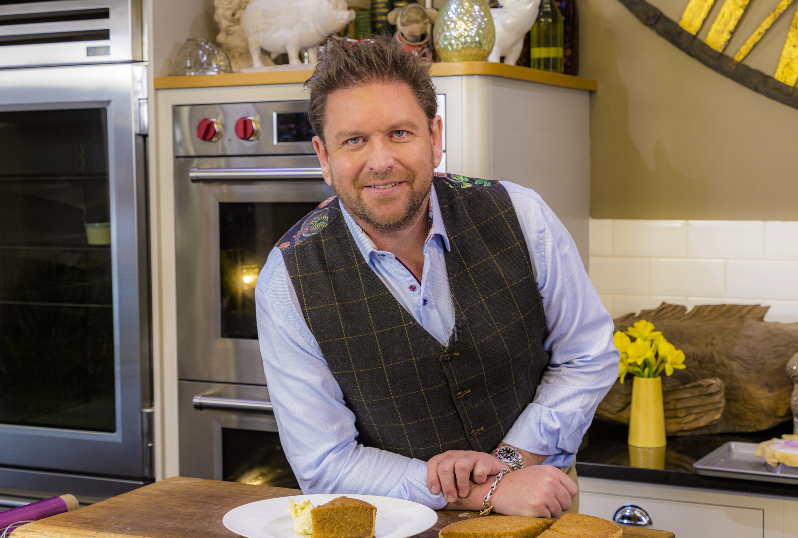 James Martin in his kitchen on ITV show James Martin's Saturday Morning
