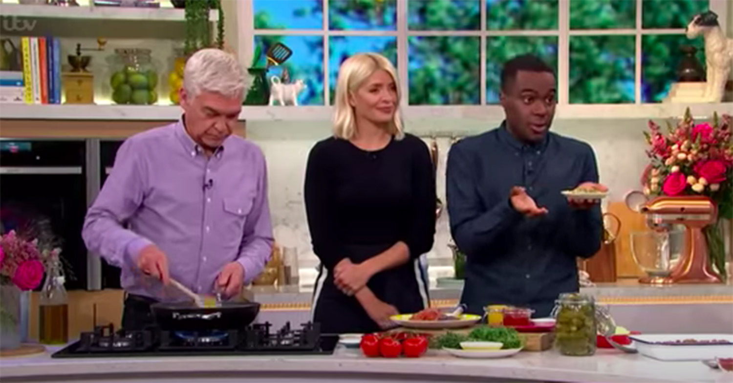 Bake Off star Liam Charles demonstrating a recipe on This Morning