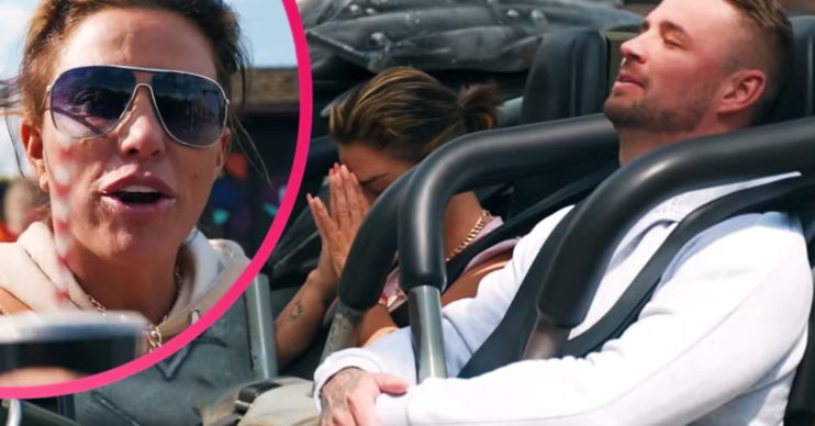 Katie price and carl woods at Thorpe park