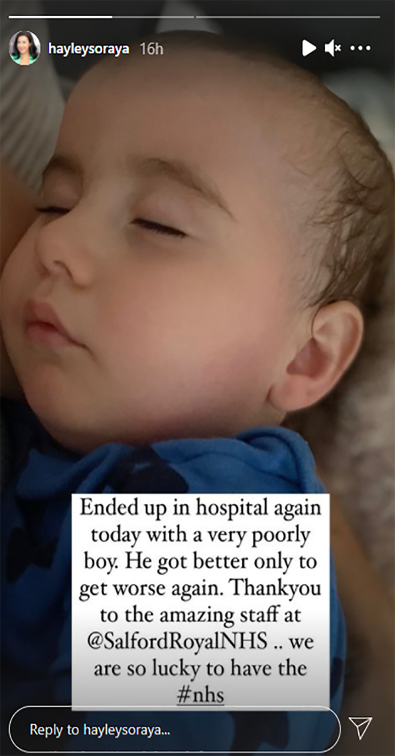 Hayley Tamaddon takes son to hospital 