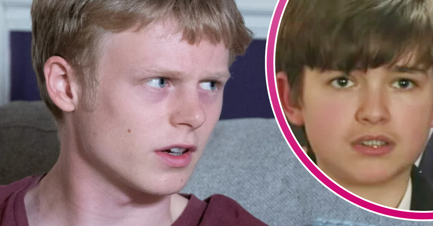EastEnders' Bobby Beale, and in a bubble is a younger version