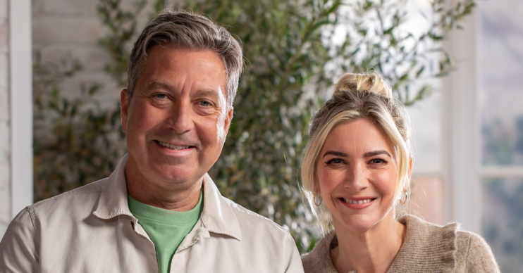 John Torode and Lisa Faulkner smiling