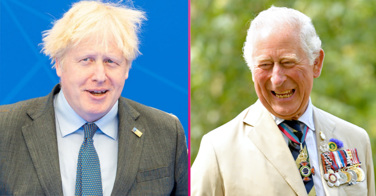 boris johnson umbrella: PM and prince charles laughing