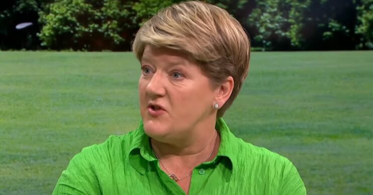 Clare Balding speaking in a green shirt on GMB