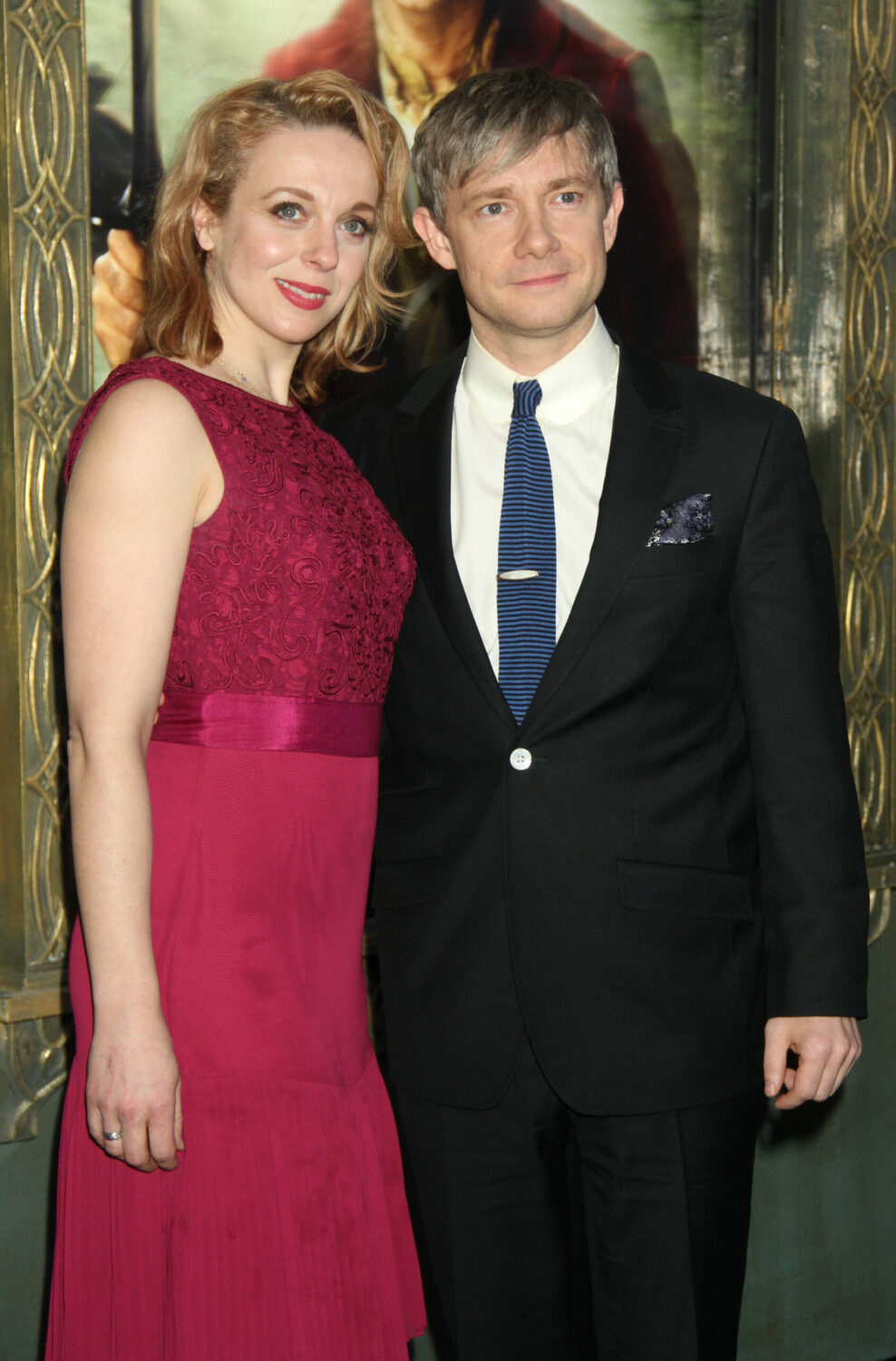Martin Freeman attends The Hobbit premiere with wife Amanda Abbington