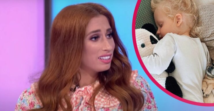 Stacey Solomon comforts son Rex after brothers go to their dads' houses