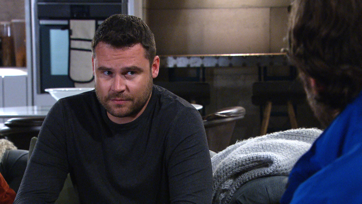 Emmerdale Aaron Dingle looks confused