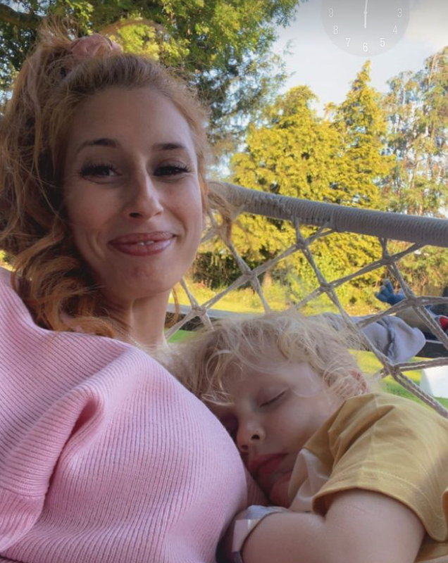 Stacey Solomon posing with son Rex on Instagram