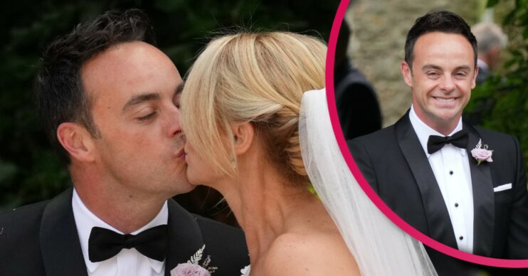 Ant McPartlin and Anne-Marie Corbett kiss on their wedding day
