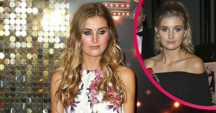 Sophie Powles in a floral top has announced her baby arrival