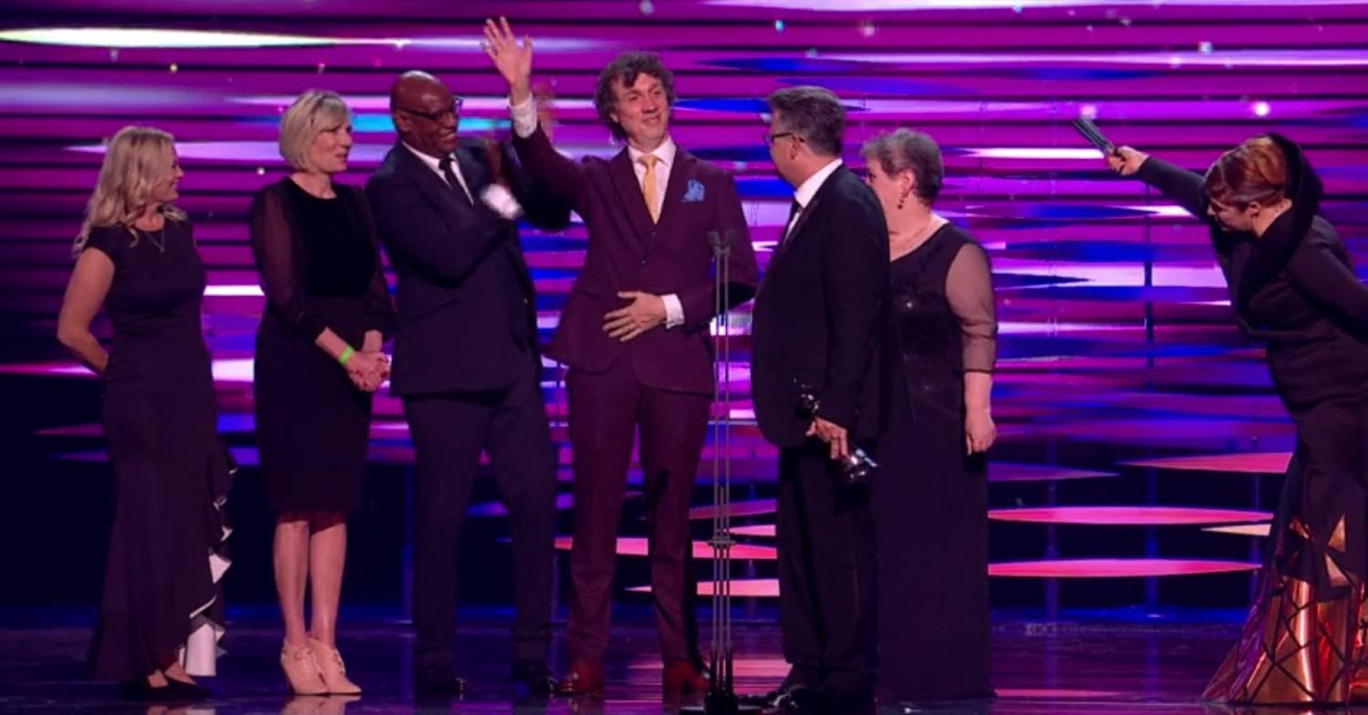 Darragh Ennis waves at the NTAs