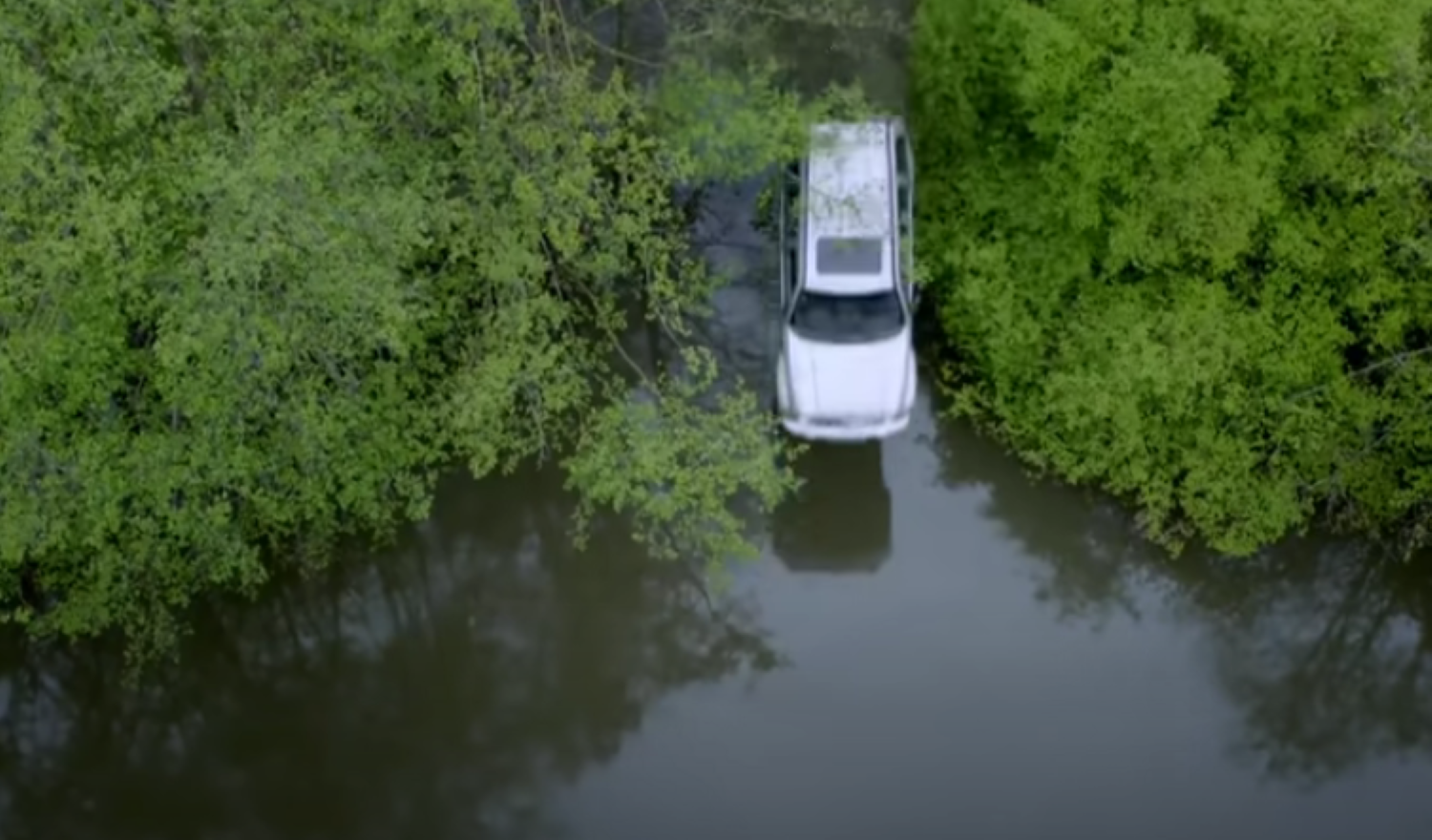 Jamie Tate's car crashing into the lake in Emmerdale