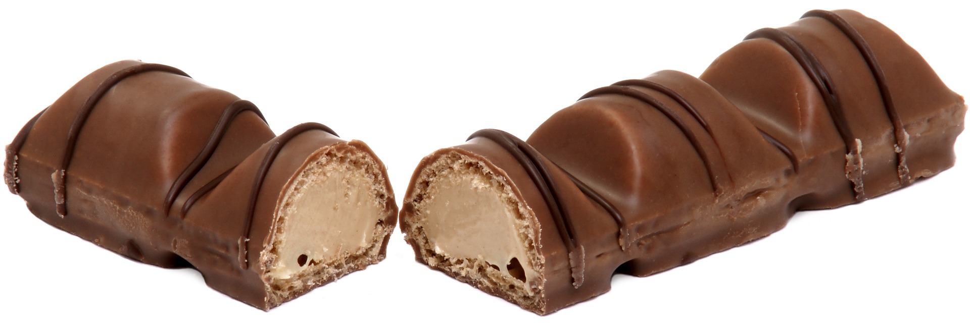 A bar of Kinder Bueno broken in two