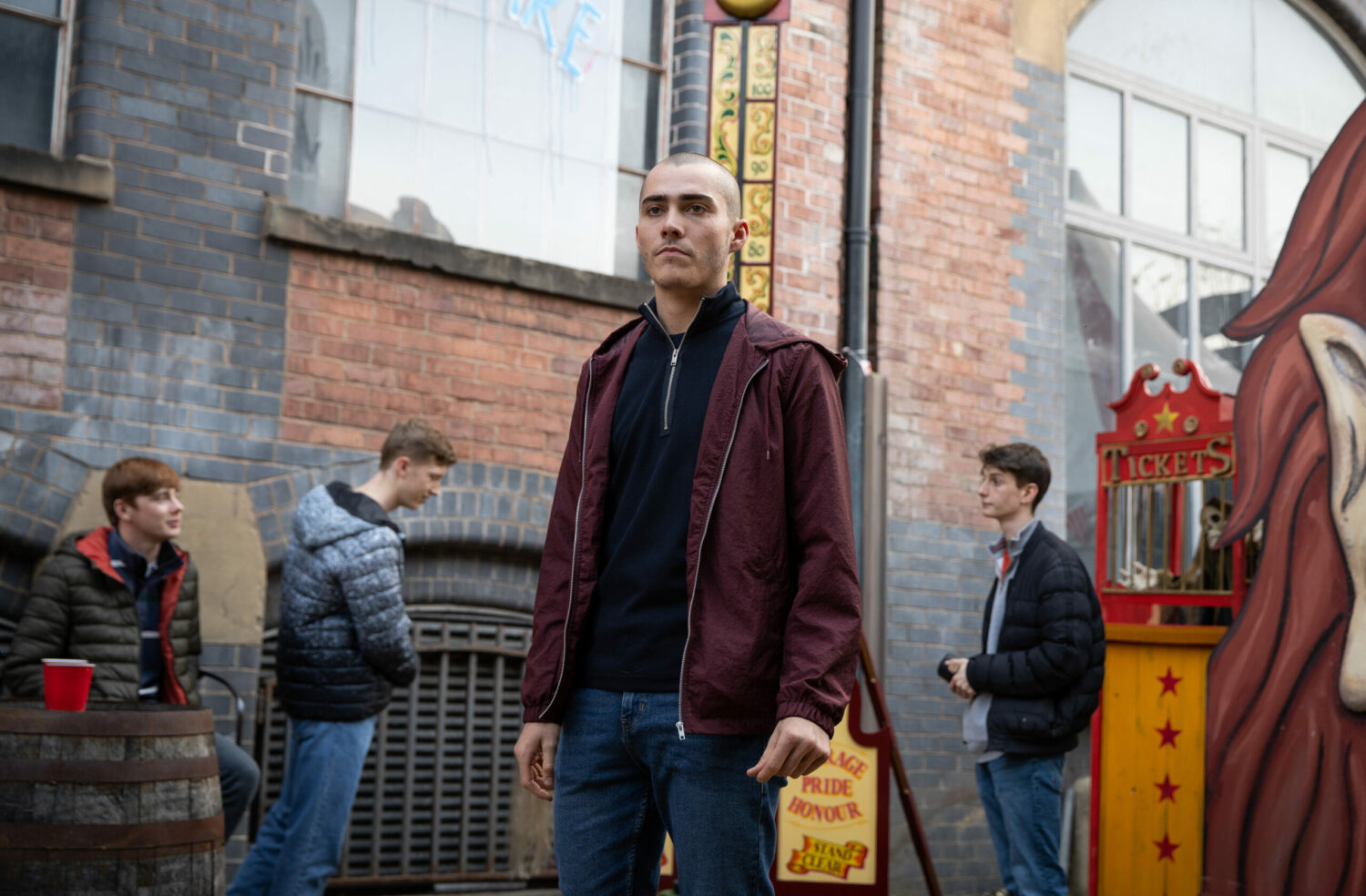 Corey looks menacing as Abi confronts him on Coronation Street