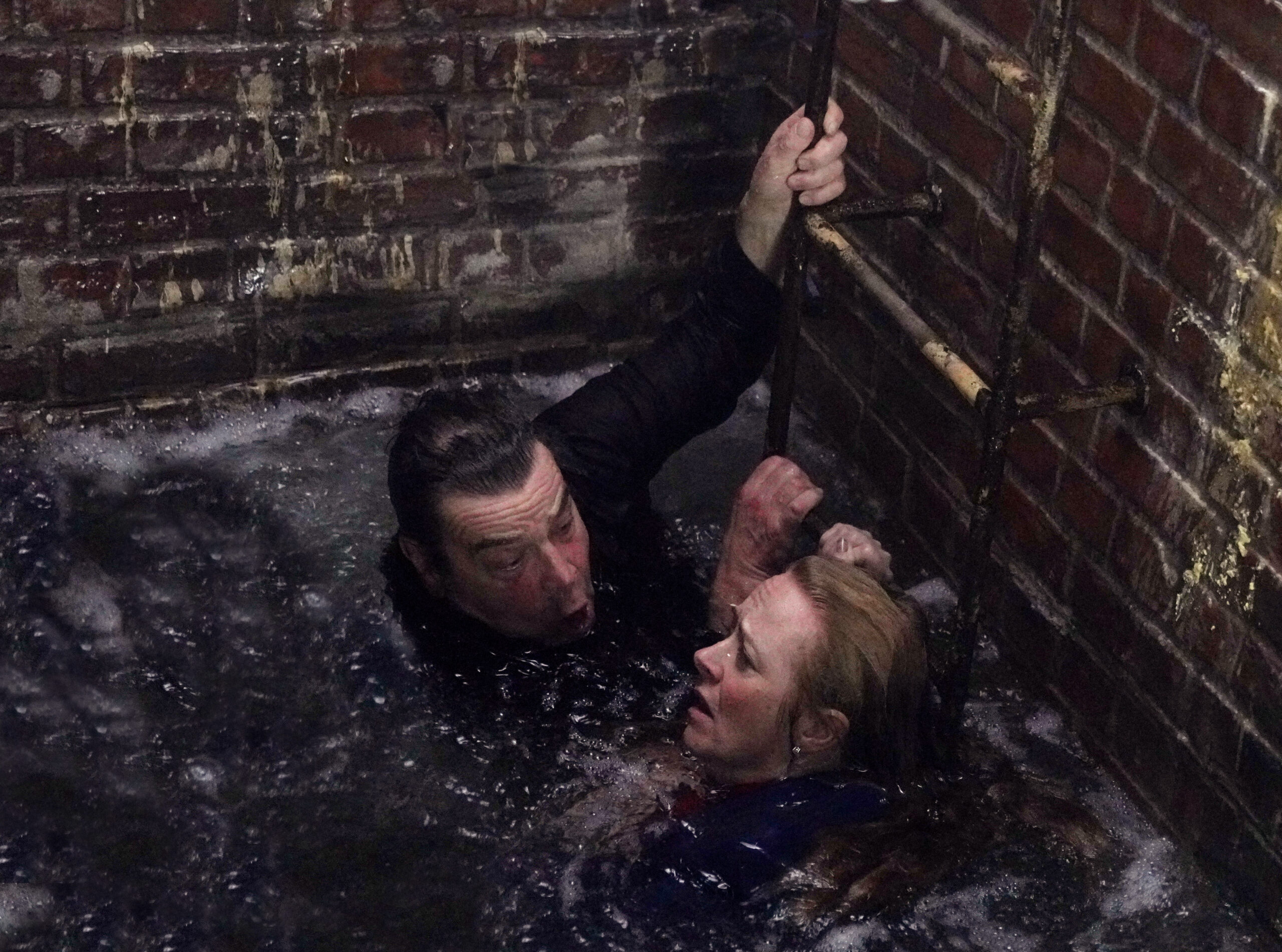 Coronation Street: Johnny tries to reassure terrified Jenny in the sewers