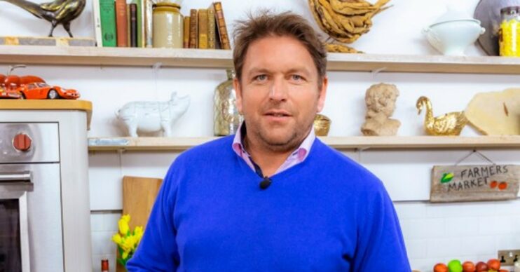James Martin on Saturday Morning in a very bright blue jumper