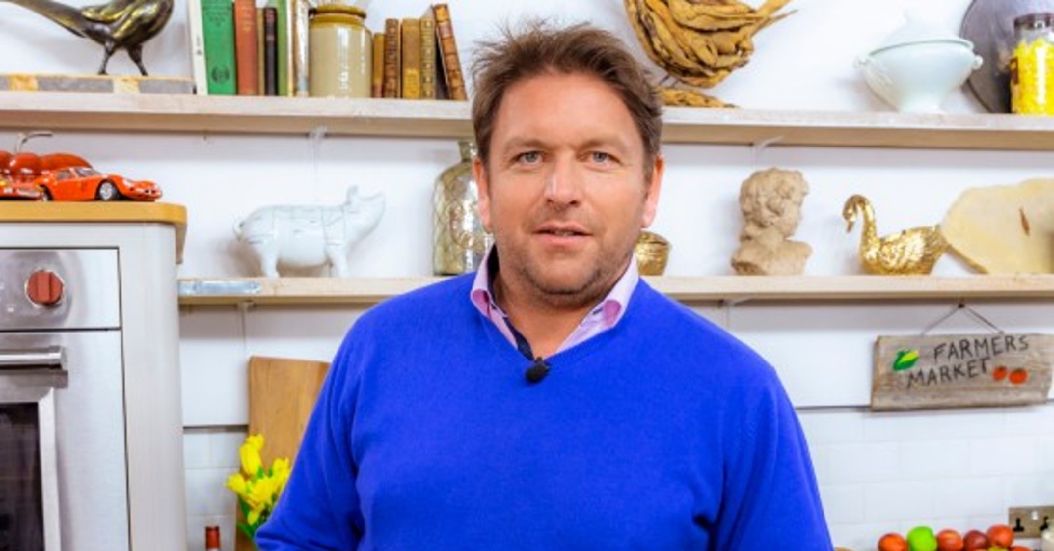 James Martin on Saturday Morning in a very bright blue jumper