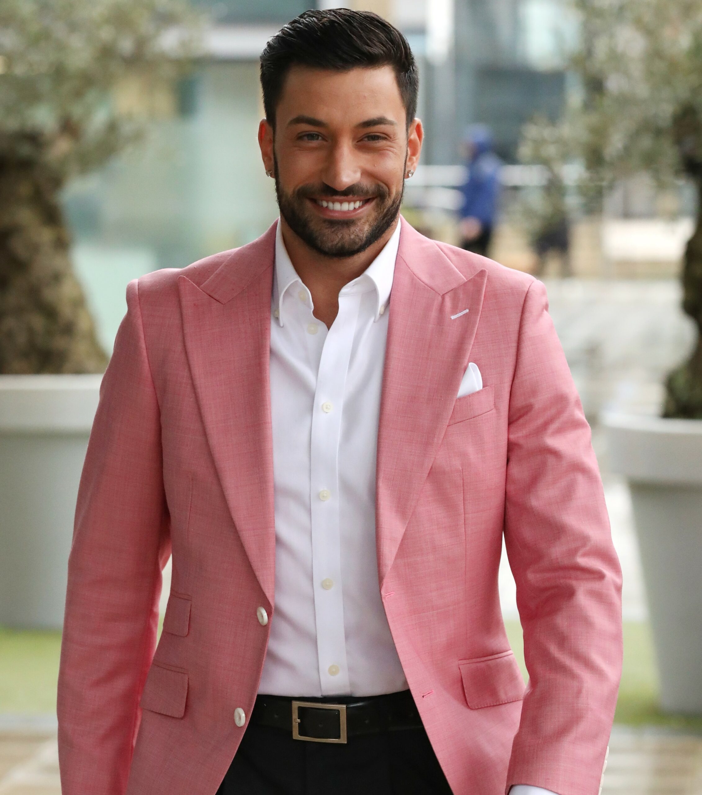 Giovanni Pernice smiles Leaving The Channel 4 Studios In Leeds Dock