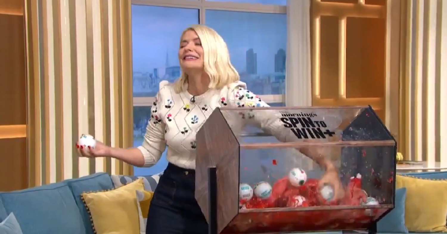 Holly Willoughby during This Morning Spin to Win segment