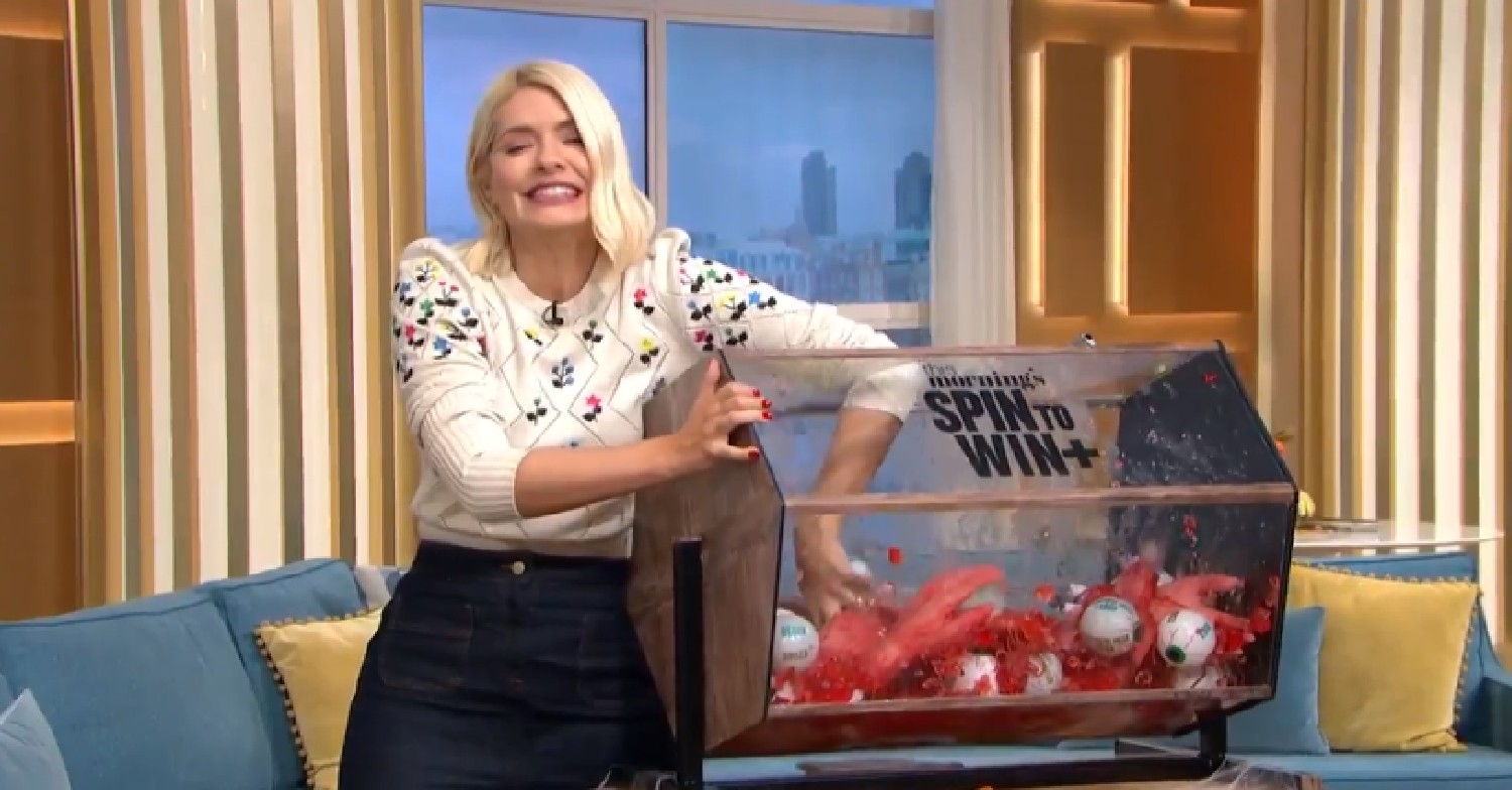 Holly Willoughby during This Morning Spin to Win segment