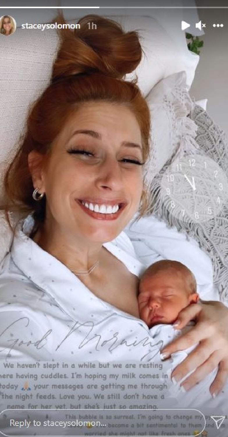 Stacey Solomon with her baby daughter