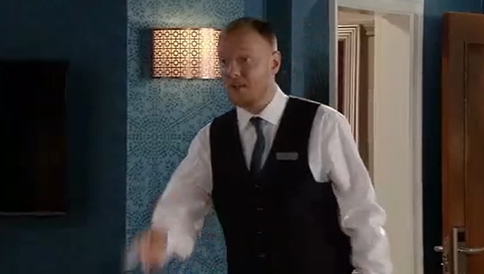 Greg Snowden as a hotel porter called Kenny in Coronation Street