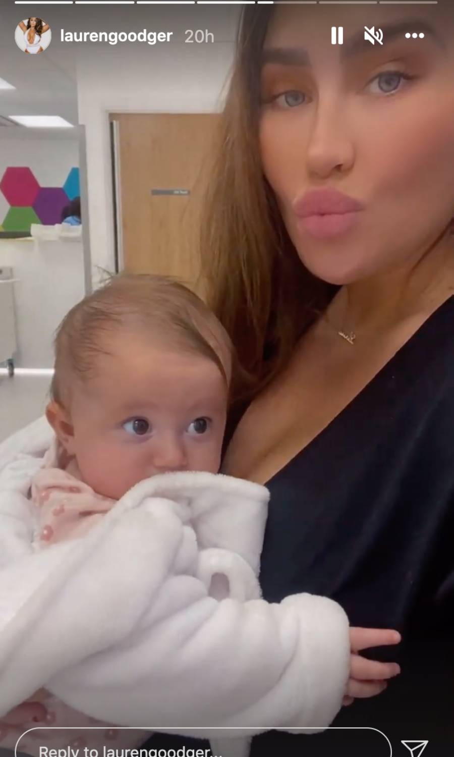 Lauren Goodger poses with baby Larose