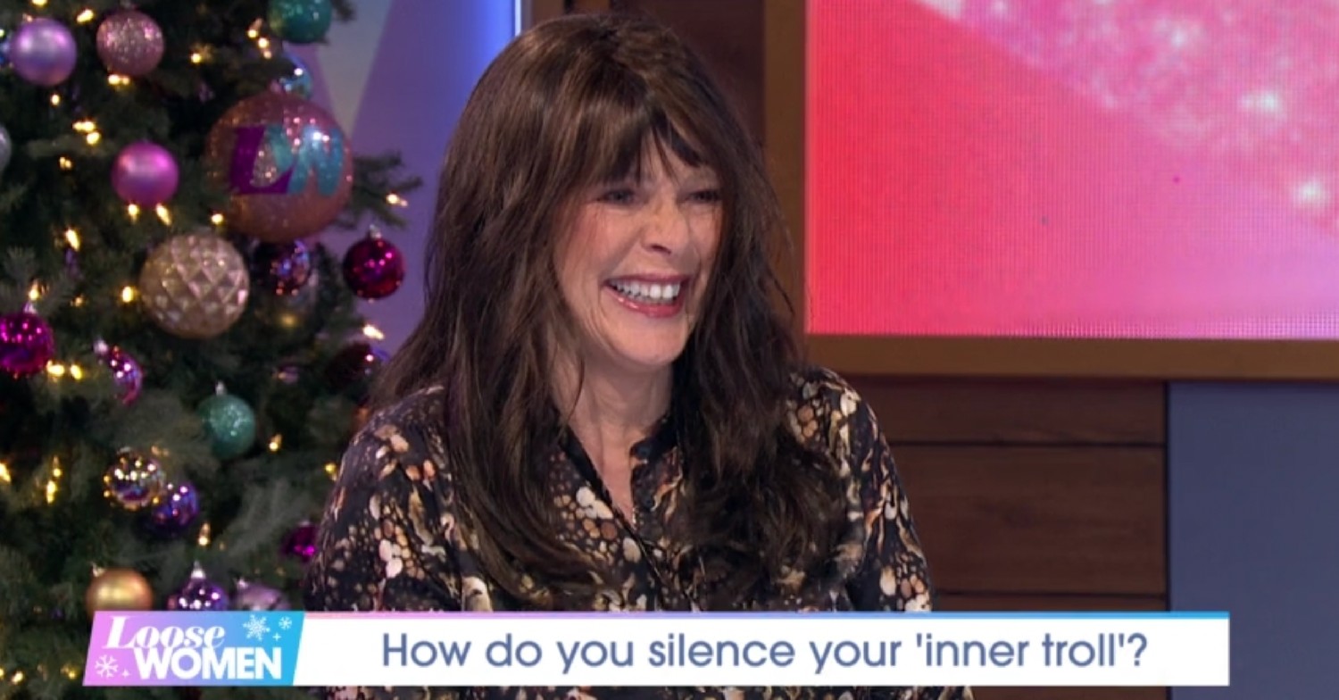 Ruth Langsford with a wig on Loose Women