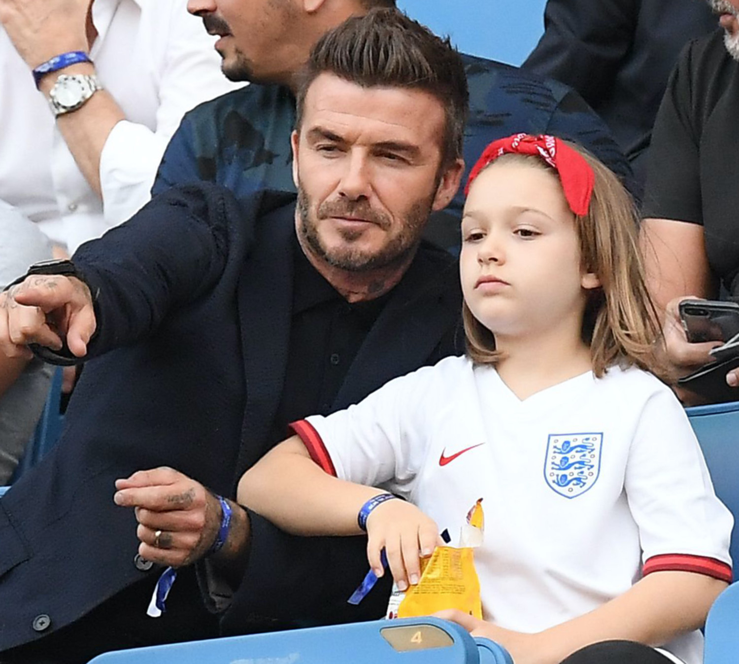 David Beckham showed off an injury inflicted by daughter Harper