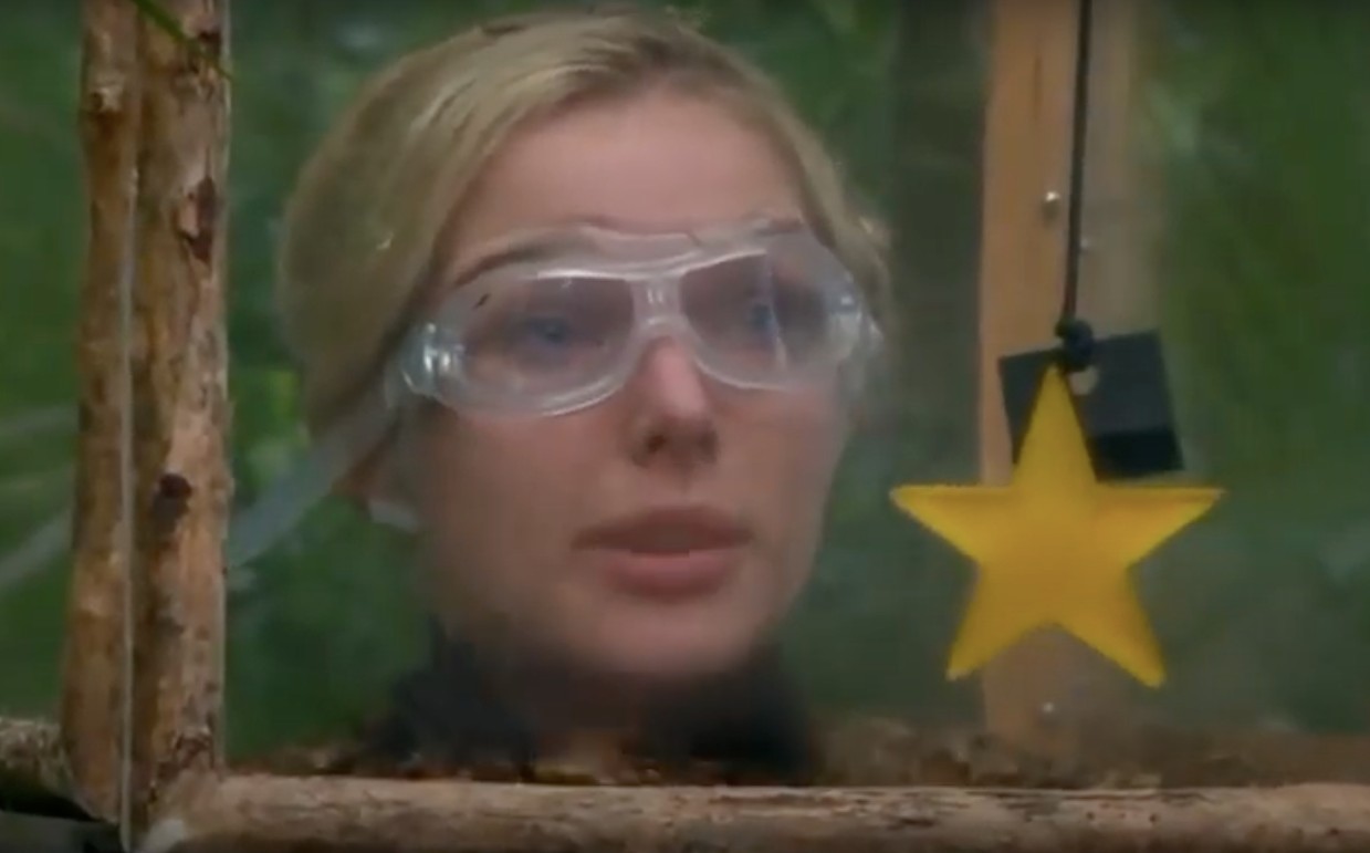 Helen Flanagan doing a trial in goggles on I'm a Celebrity