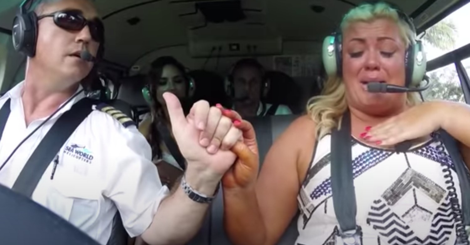 Gemma Collins has a breakdown on a helicopter 