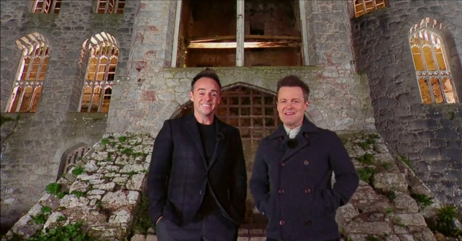 Ant and Dec outside Gwrych Castle on I'm A Celebrity