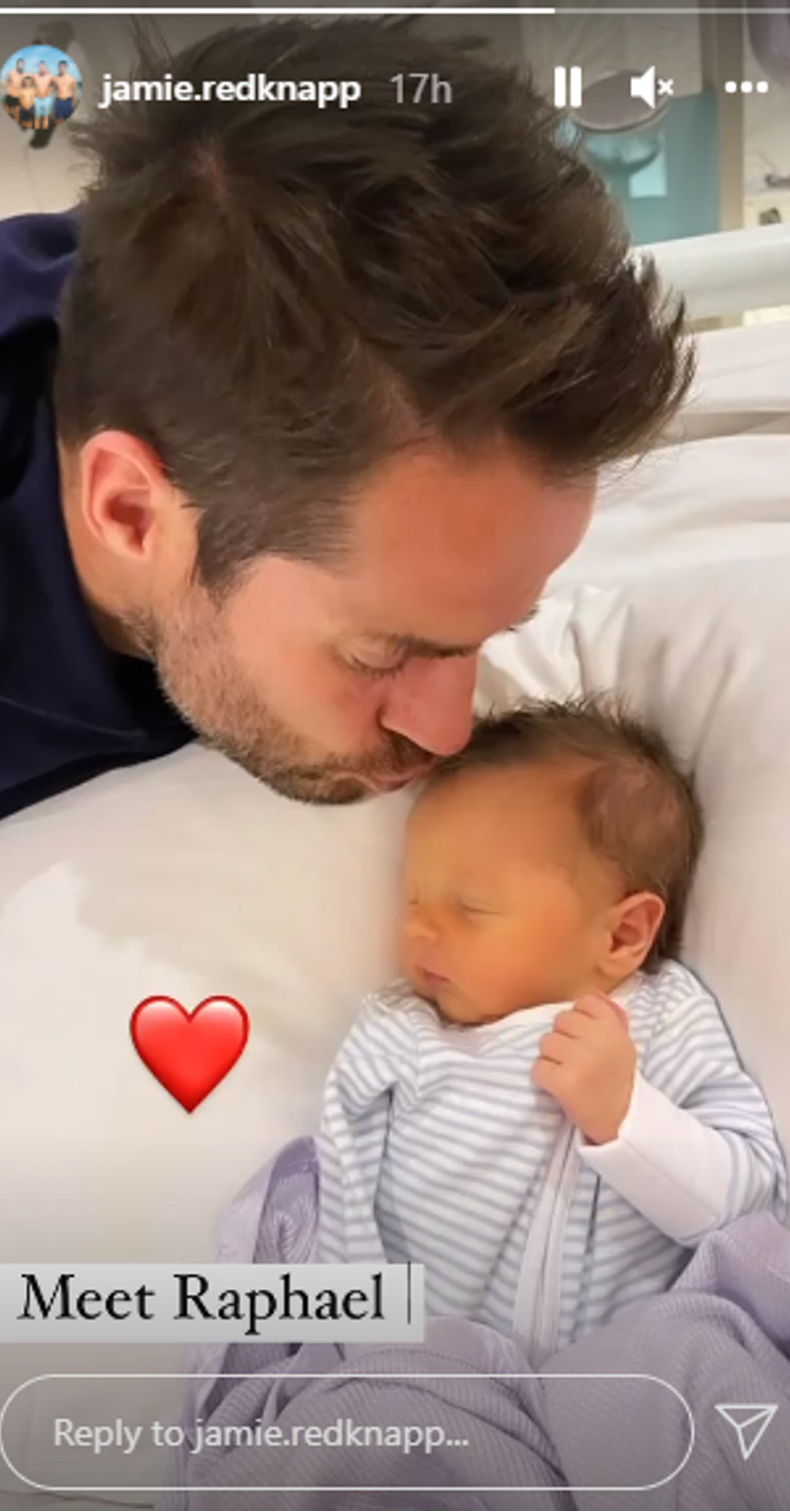 Jamie Redknapp kisses baby son
