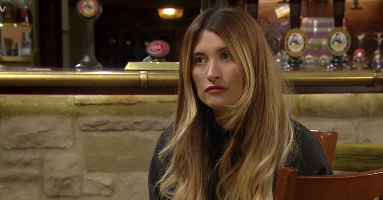 Debbie Dingle looking miserable on emmerdale